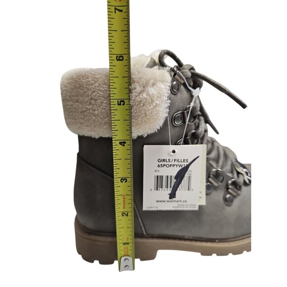 George Girls Grey Side Zipper Lace Up Boots NEW Winter Boots Size 13 - Picture 6 of 6